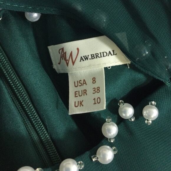 AW BRIDAL 8 M Emerald green beaded long sleeve mother of the bride dress NEW 0B8 - Picture 7 of 8